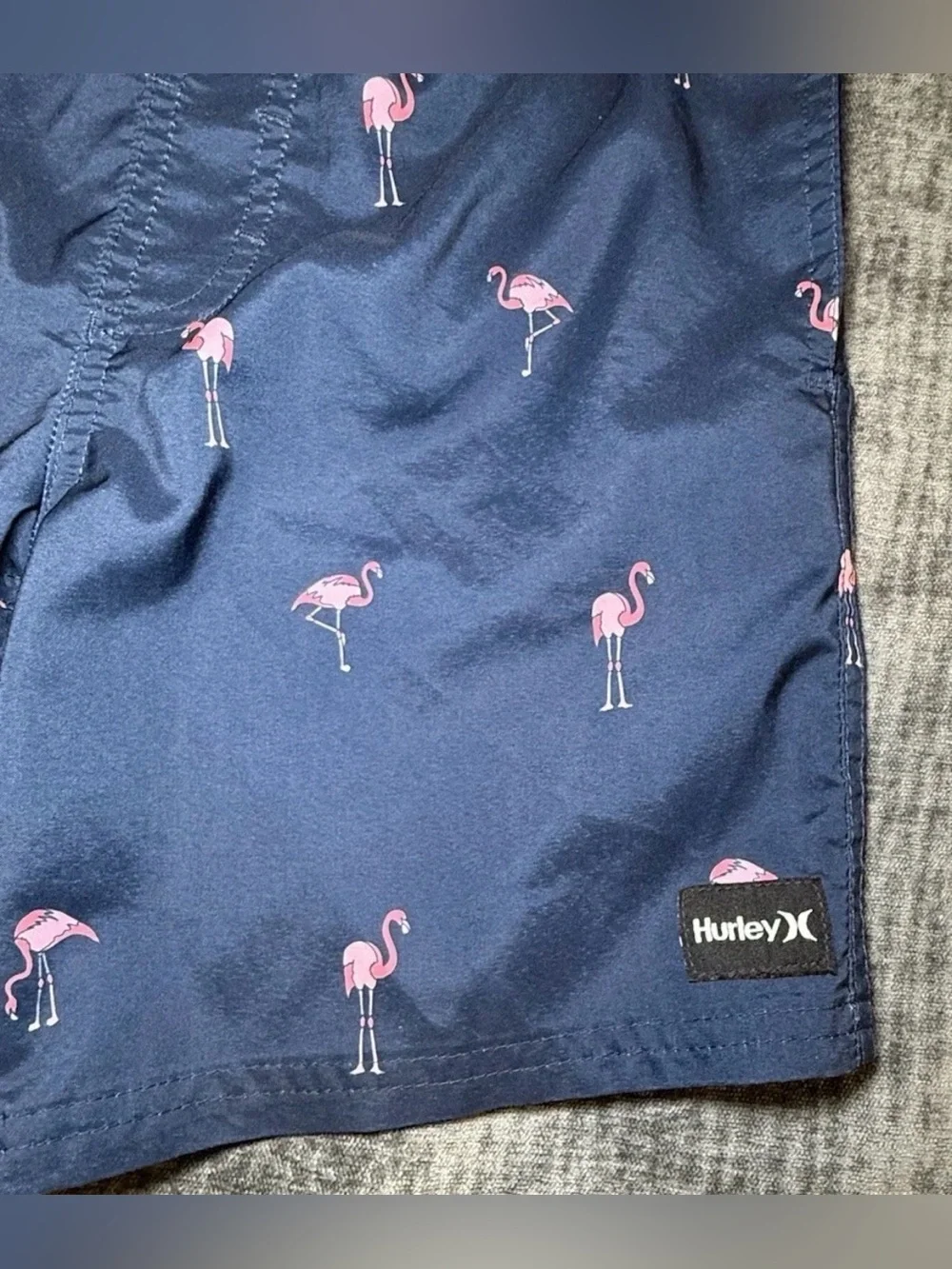 Hurley Kid's Hybrid Flamingo Swim Suit Shorts Blue Size M Medium Lined Pockets